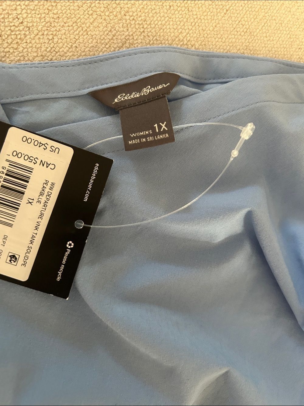 Eddie Bauer Women's Departure V-Neck Tank Top, PeakBlue, Size 1X, NWT - Picture 8 of 9